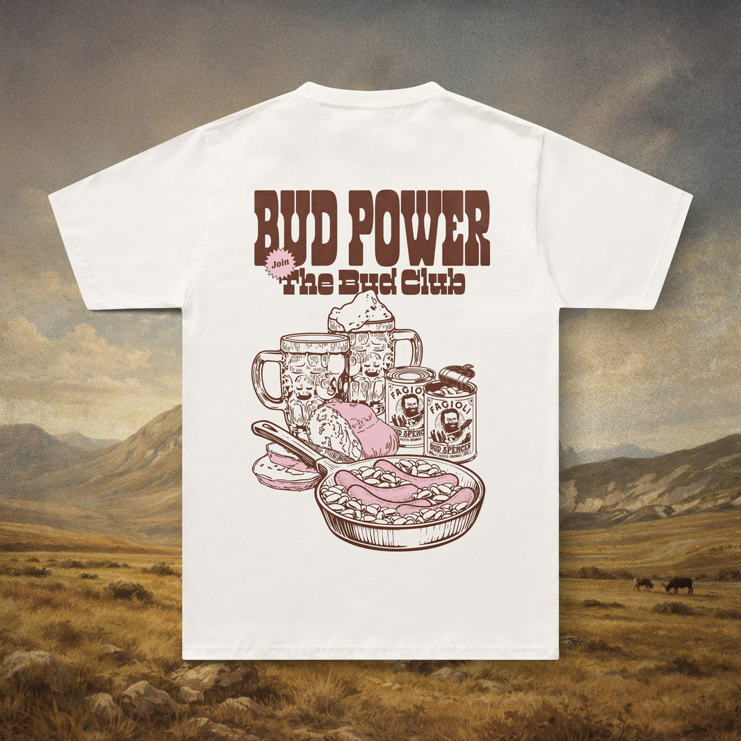Bud Power - Beer & Sausage T-Shirt (Brown Print)
