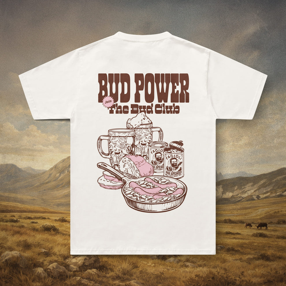 Bud Power - Beer & Sausage T-Shirt (Brown Print)